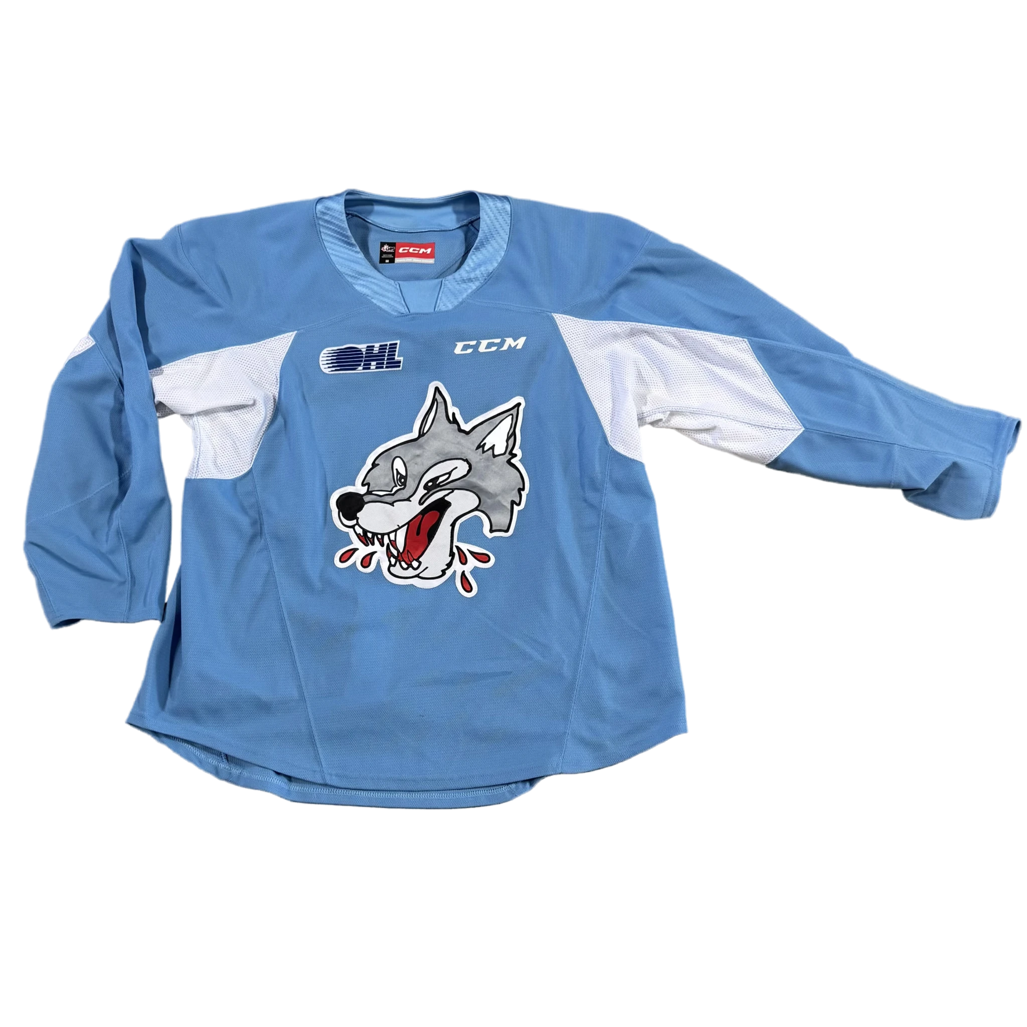 OHL - Maillot d'entraînement CCM Sudbury Wolves d'occasion (bleu ciel)